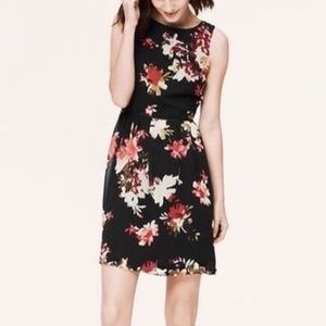 Loft black floral sleeveless dress